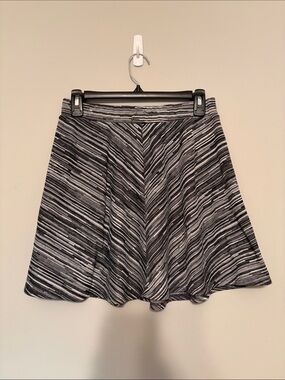 Joe B Black and Gray Striped Skater Skirt